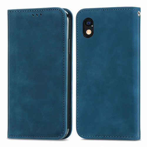 Leather Case Stands Flip Cover Holder S04D for Sony Xperia Ace III SO-53C Blue