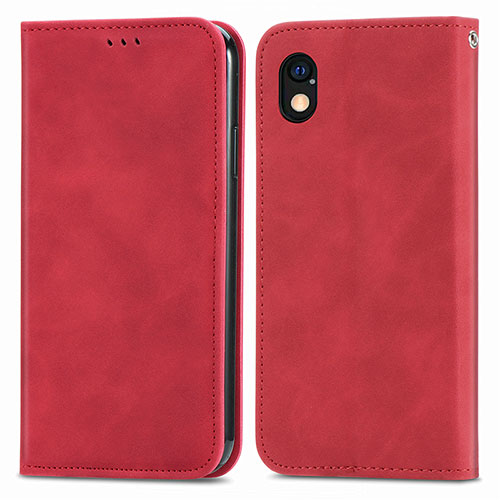Leather Case Stands Flip Cover Holder S04D for Sony Xperia Ace III SO-53C Red