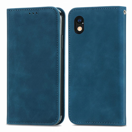 Leather Case Stands Flip Cover Holder S04D for Sony Xperia Ace III SOG08 Blue