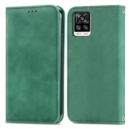 Leather Case Stands Flip Cover Holder S04D for Vivo V20 (2021) Green