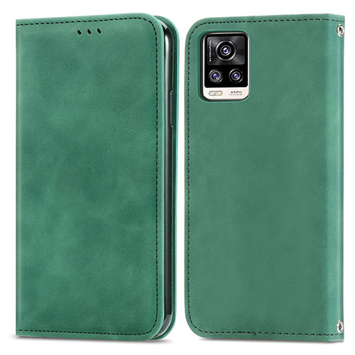 Leather Case Stands Flip Cover Holder S04D for Vivo V20 Green