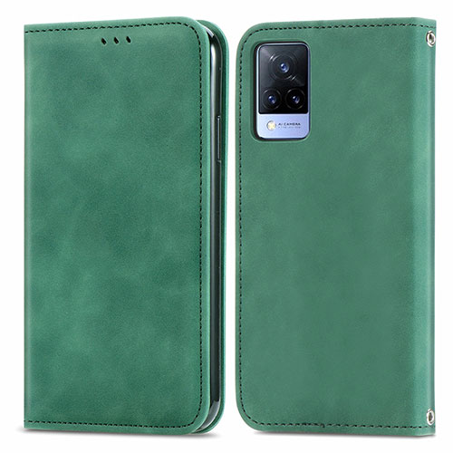 Leather Case Stands Flip Cover Holder S04D for Vivo V21s 5G Green