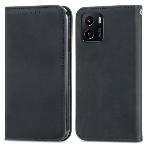 Leather Case Stands Flip Cover Holder S04D for Vivo Y10 t1 Black