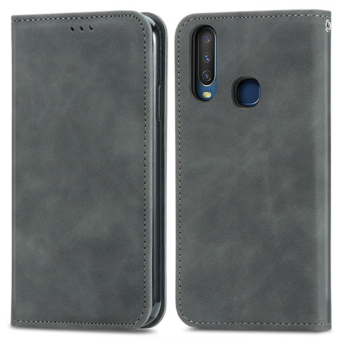 Leather Case Stands Flip Cover Holder S04D for Vivo Y3 Gray