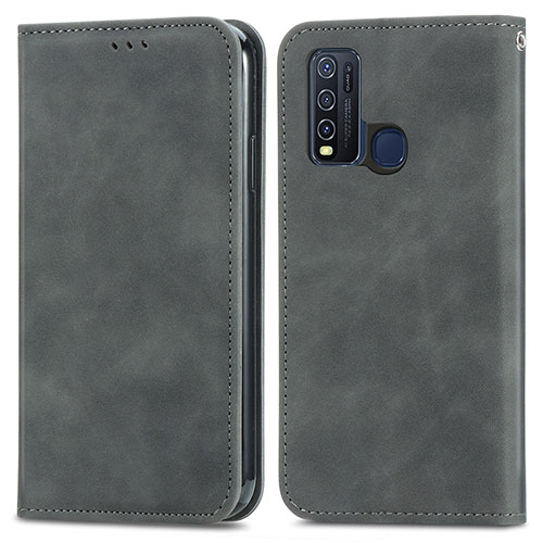 Leather Case Stands Flip Cover Holder S04D for Vivo Y50 Gray