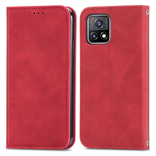 Leather Case Stands Flip Cover Holder S04D for Vivo Y52s 5G Red