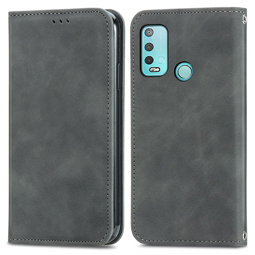 Leather Case Stands Flip Cover Holder S04D for Wiko Power U30 Gray