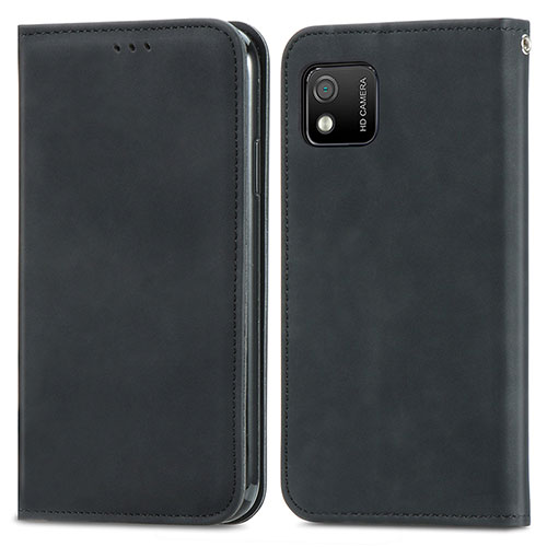 Leather Case Stands Flip Cover Holder S04D for Wiko Y52 Black