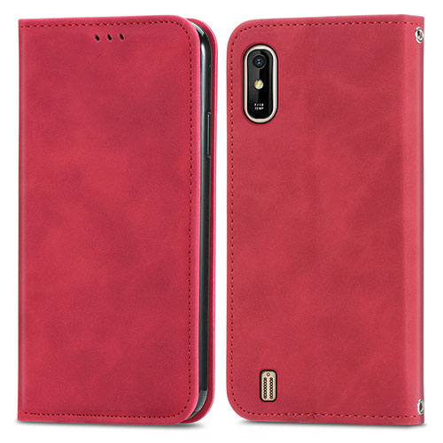 Leather Case Stands Flip Cover Holder S04D for Wiko Y81 Red