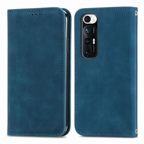 Leather Case Stands Flip Cover Holder S04D for Xiaomi Mi 10S 5G Blue