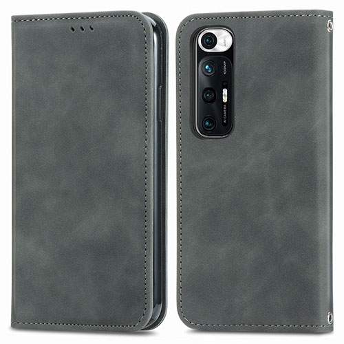 Leather Case Stands Flip Cover Holder S04D for Xiaomi Mi 10S 5G Gray