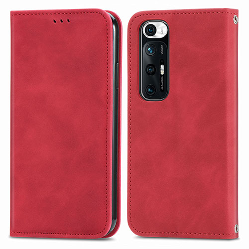 Leather Case Stands Flip Cover Holder S04D for Xiaomi Mi 10S 5G Red