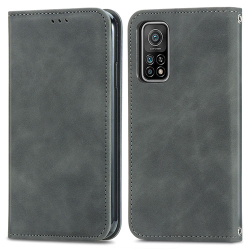 Leather Case Stands Flip Cover Holder S04D for Xiaomi Mi 10T Pro 5G Gray