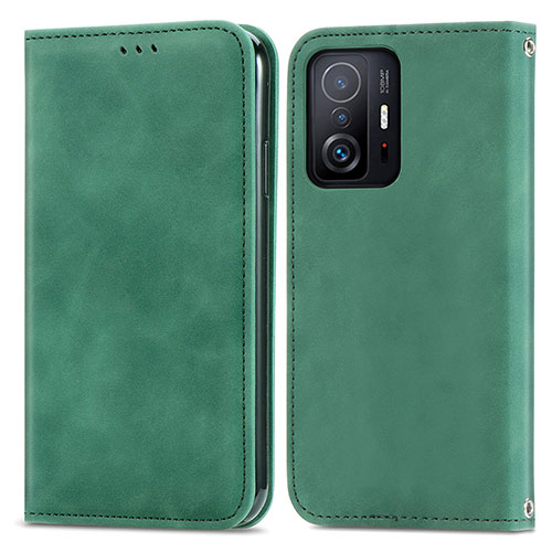 Leather Case Stands Flip Cover Holder S04D for Xiaomi Mi 11T 5G Green