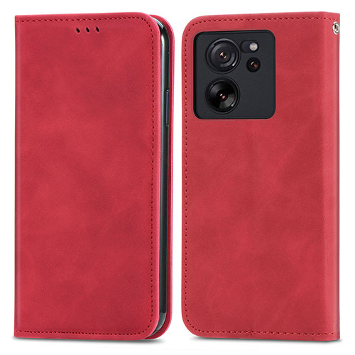 Leather Case Stands Flip Cover Holder S04D for Xiaomi Mi 13T 5G Red