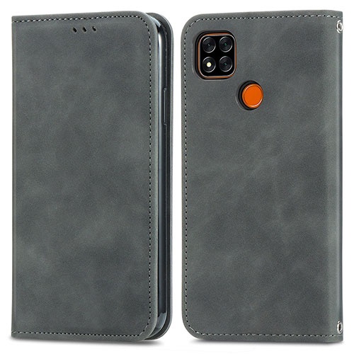 Leather Case Stands Flip Cover Holder S04D for Xiaomi POCO C3 Gray