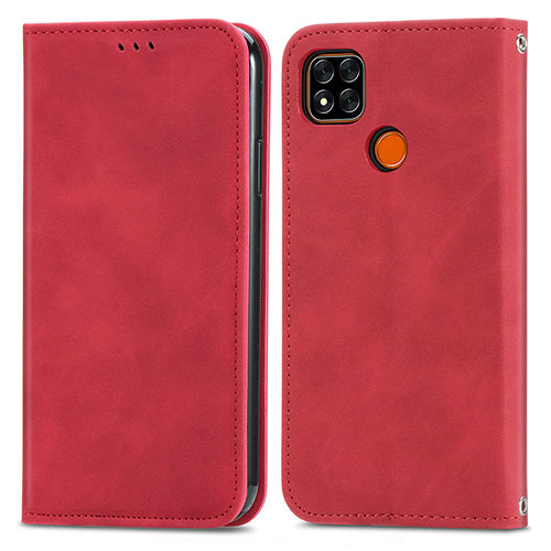 Leather Case Stands Flip Cover Holder S04D for Xiaomi POCO C3 Red