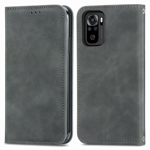 Leather Case Stands Flip Cover Holder S04D for Xiaomi Poco M5S Gray