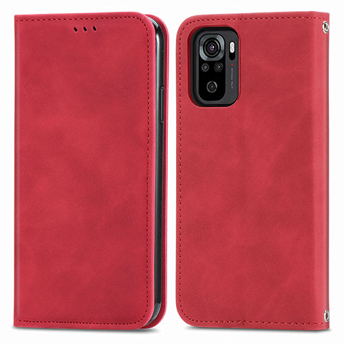 Leather Case Stands Flip Cover Holder S04D for Xiaomi Poco M5S Red