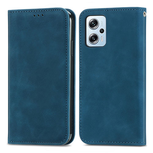 Leather Case Stands Flip Cover Holder S04D for Xiaomi Poco X4 GT 5G Blue