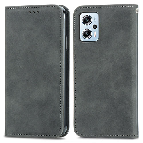 Leather Case Stands Flip Cover Holder S04D for Xiaomi Poco X4 GT 5G Gray