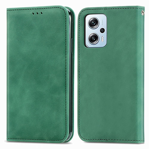 Leather Case Stands Flip Cover Holder S04D for Xiaomi Poco X4 GT 5G Green