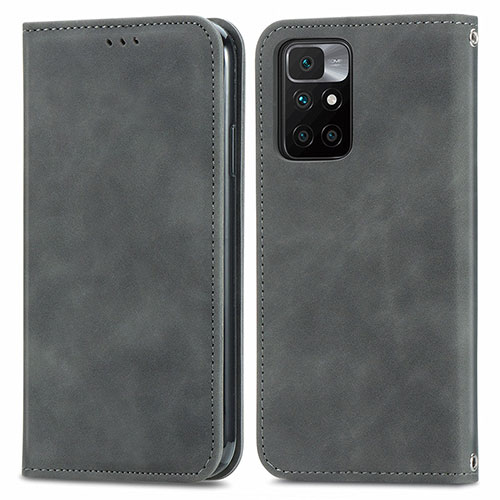 Leather Case Stands Flip Cover Holder S04D for Xiaomi Redmi 10 (2022) Gray