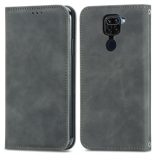 Leather Case Stands Flip Cover Holder S04D for Xiaomi Redmi 10X 4G Gray