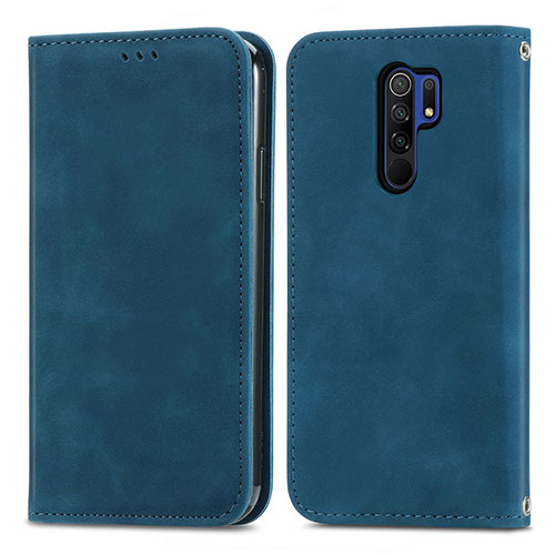 Leather Case Stands Flip Cover Holder S04D for Xiaomi Redmi 9 Blue