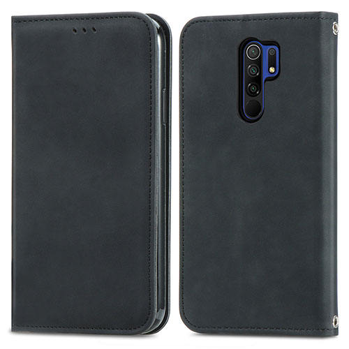 Leather Case Stands Flip Cover Holder S04D for Xiaomi Redmi 9 Prime India Black