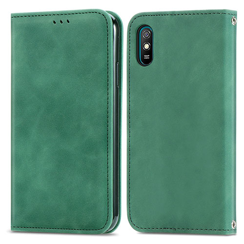 Leather Case Stands Flip Cover Holder S04D for Xiaomi Redmi 9A Green