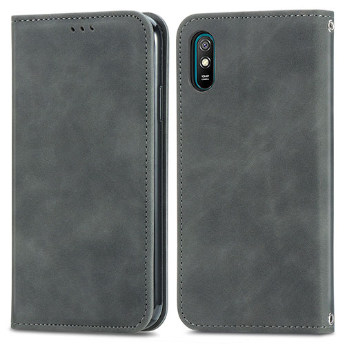 Leather Case Stands Flip Cover Holder S04D for Xiaomi Redmi 9AT Gray