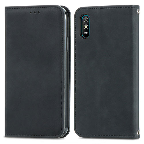 Leather Case Stands Flip Cover Holder S04D for Xiaomi Redmi 9i Black