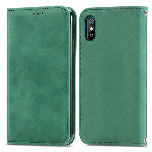 Leather Case Stands Flip Cover Holder S04D for Xiaomi Redmi 9i Green