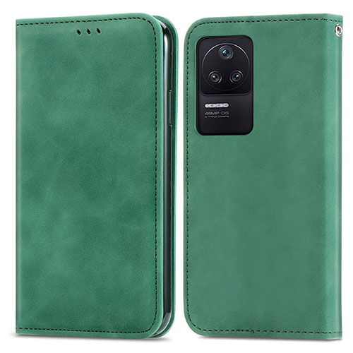 Leather Case Stands Flip Cover Holder S04D for Xiaomi Redmi K40S 5G Green