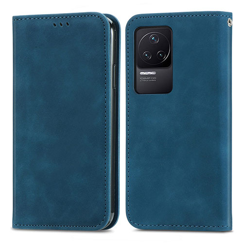 Leather Case Stands Flip Cover Holder S04D for Xiaomi Redmi K50 5G Blue