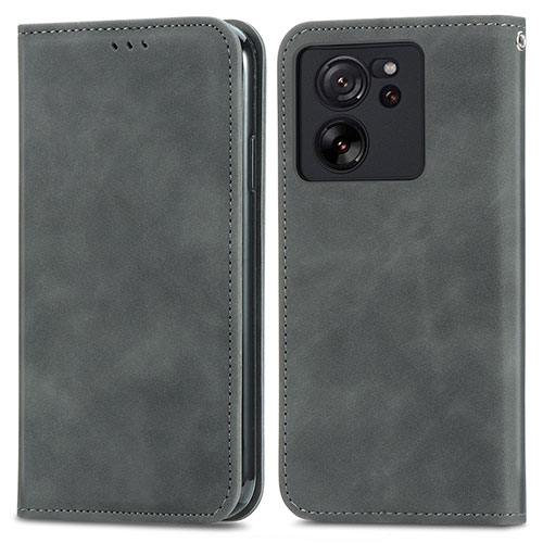 Leather Case Stands Flip Cover Holder S04D for Xiaomi Redmi K60 Ultra 5G Gray