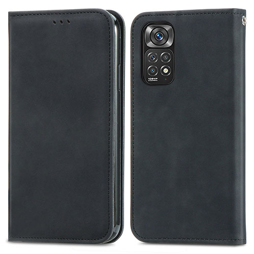 Leather Case Stands Flip Cover Holder S04D for Xiaomi Redmi Note 12 Pro 4G Black