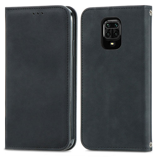 Leather Case Stands Flip Cover Holder S04D for Xiaomi Redmi Note 9 Pro Black