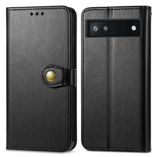 Leather Case Stands Flip Cover Holder S05D for Google Pixel 6a 5G Black