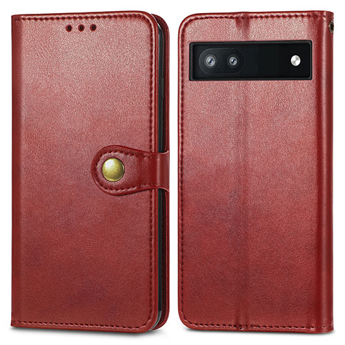 Leather Case Stands Flip Cover Holder S05D for Google Pixel 6a 5G Red