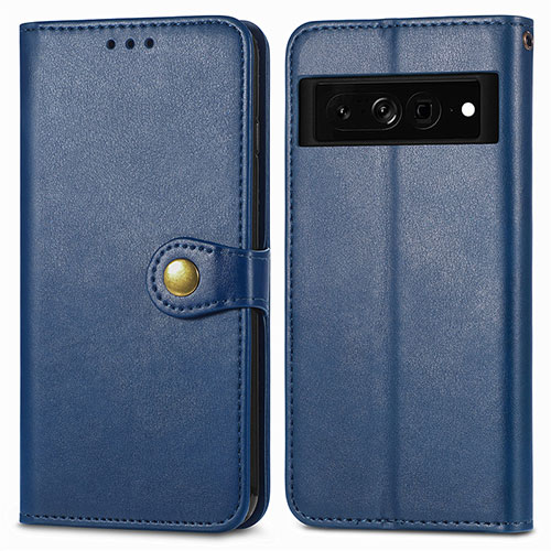 Leather Case Stands Flip Cover Holder S05D for Google Pixel 7 Pro 5G Blue