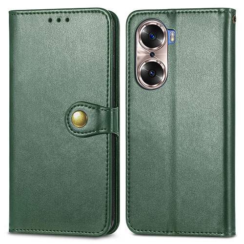 Leather Case Stands Flip Cover Holder S05D for Huawei Honor 60 5G Green