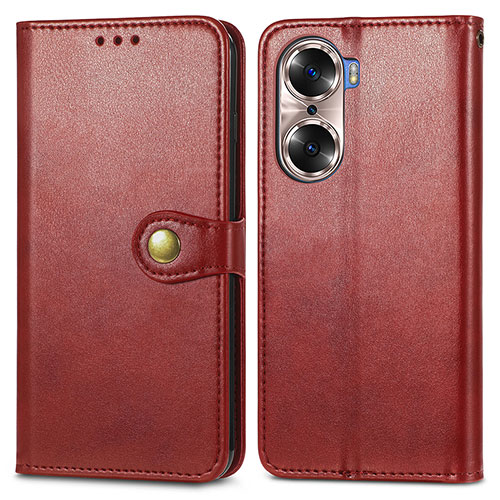 Leather Case Stands Flip Cover Holder S05D for Huawei Honor 60 Pro 5G Red