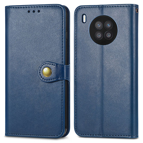 Leather Case Stands Flip Cover Holder S05D for Huawei Nova 8i Blue