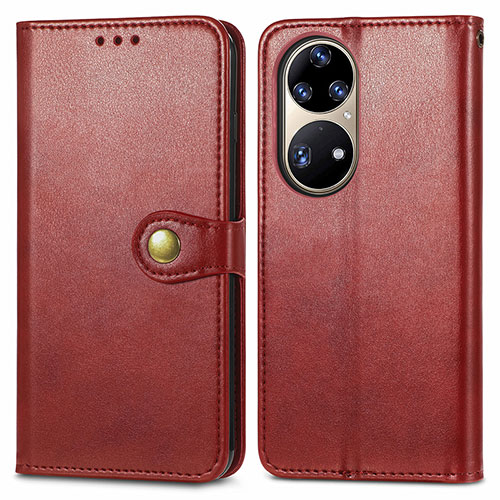 Leather Case Stands Flip Cover Holder S05D for Huawei P50 Red