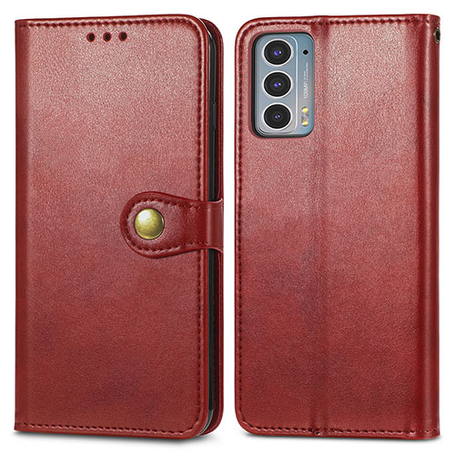 Leather Case Stands Flip Cover Holder S05D for Motorola Moto Edge 20 5G Red