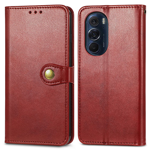 Leather Case Stands Flip Cover Holder S05D for Motorola Moto Edge Plus (2022) 5G Red