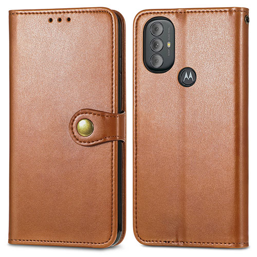 Leather Case Stands Flip Cover Holder S05D for Motorola Moto G Play (2023) Brown