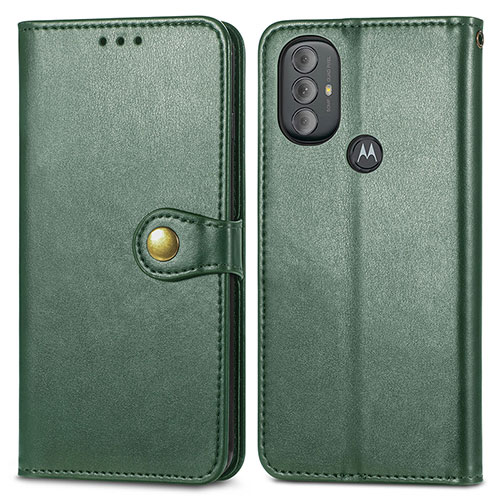 Leather Case Stands Flip Cover Holder S05D for Motorola Moto G Play (2023) Green